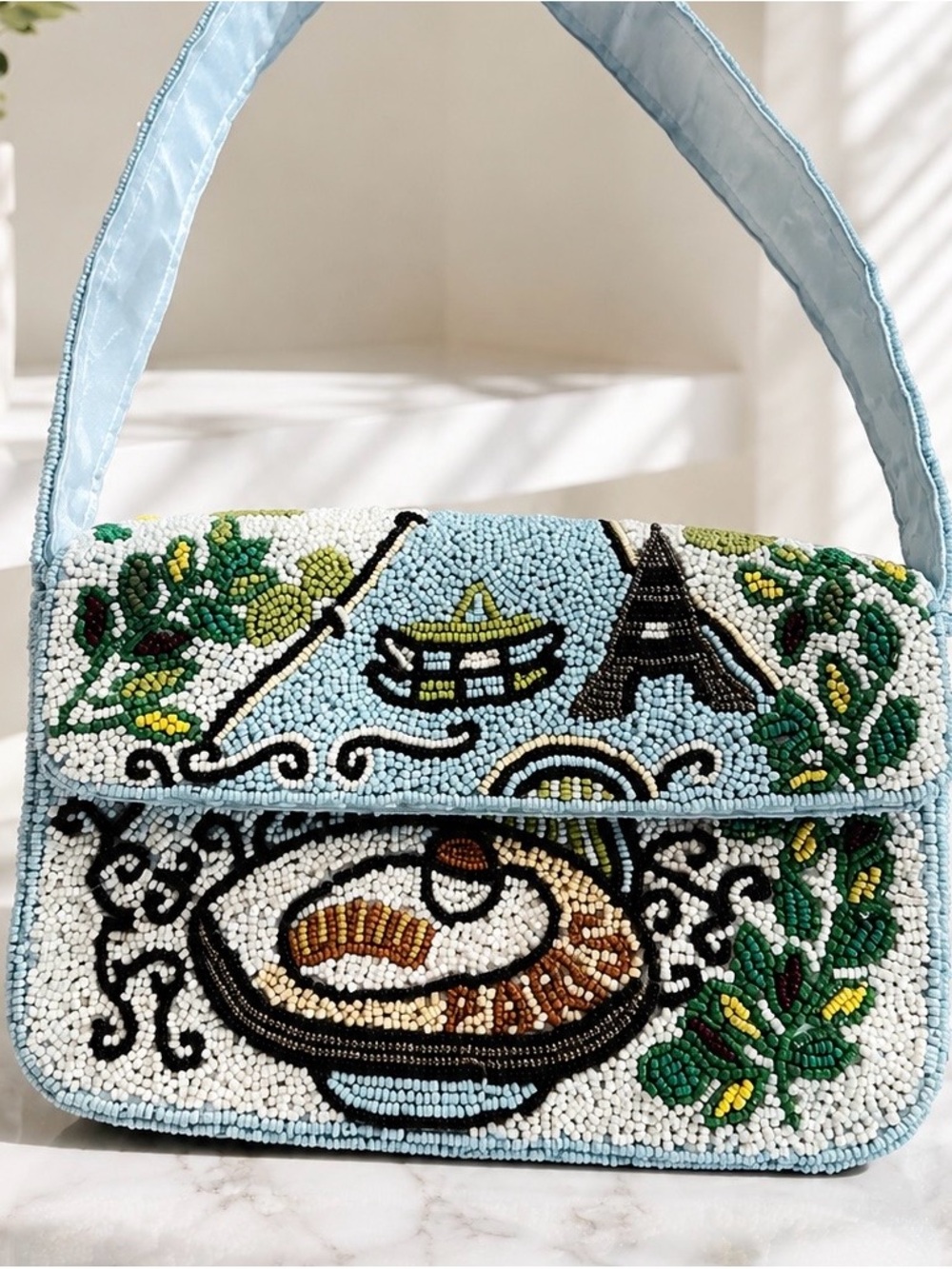SOL & MER Hand Beaded Asian-Inspired Shoulder Bag – NWOT 🥟✨